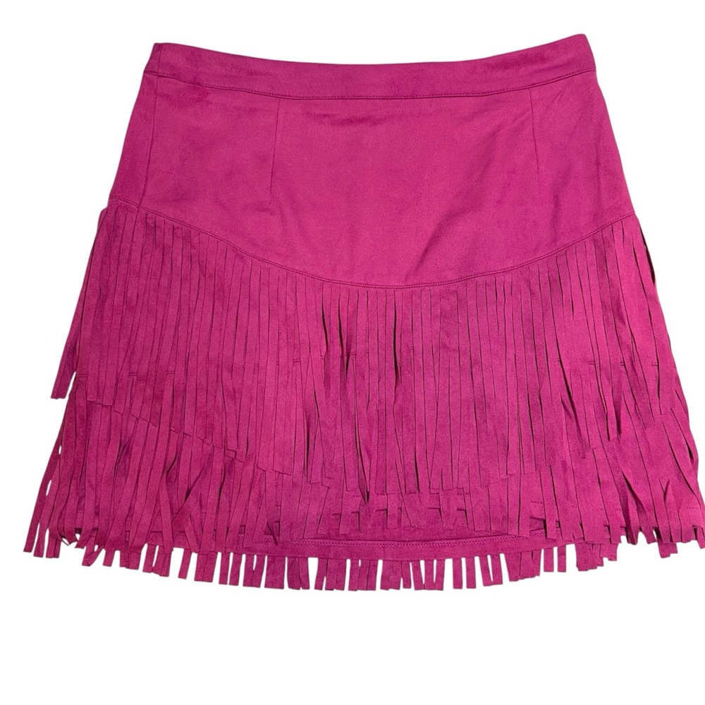 Pink Tier Fringe Women's Skirt. Size L.